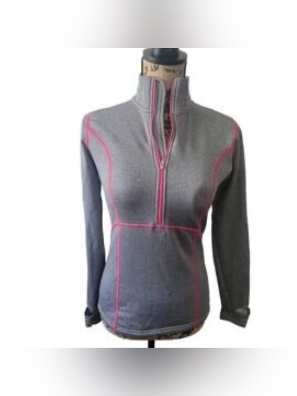 Obermeyer gray and hot pink Athleisure workout pull over zip jacket shirt medium
